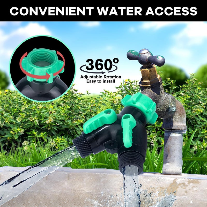 windblowgrass Garden Hose Splitter 2 Way Heavy Duty Plastic, for 3/4" Water Hose Splitter, Hose Y Splitter with Shutoff, Comfortable Grip, Easy Installation, with 2 Extra Leakproof Rubber Washers 1 Tape - Image 4